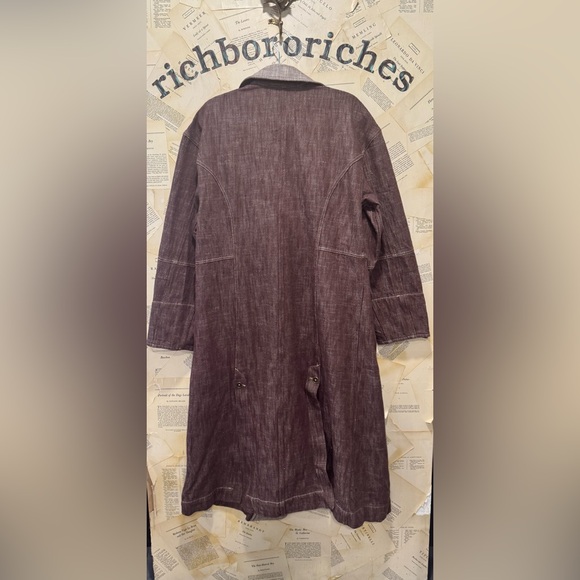 Free People Micah Wash Duster Maxi Flap Pockets Button Lapels Brown Combo - Picture 6 of 6